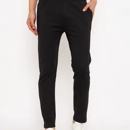 duke Men Solid Black Track Pants image 1