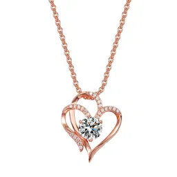 Yellow Chimes Rose Gold-Plated Stone-Studded Dual Heart Pendant With Chain image 3