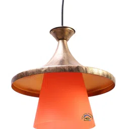 MFD HOME FURNISHING Gold-Toned & Orange Self Design Quirky Hanging Lamp image 2