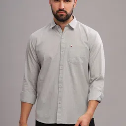 bs blue squad Men Slim Fit Solid Spread Collar Casual Shirt-picture-31