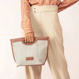 20Dresses Beige Textured Top Handle Bag image 5