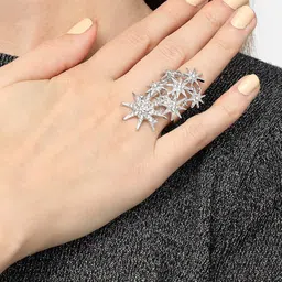 SOHI White & Silver-Plated Artificial Stones-Studded Finger Ring image 5