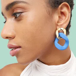 SOHI Gold-Plated Contemporary Drop Earrings image 1