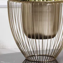 casacraft from pepperfry Gloria Riga Gold Metal Planter - Large (Gold) image 3