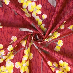 Aura Red & Yellow 2 Pieces Floral Regular Long Door Curtains image 5