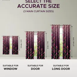 Nendle Purple & White Set of 2 Floral Room Darkening Door Curtain image 2