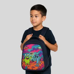 mosu High Quality Kids School Backpack with Fun Alien Print – Spacious & Stylish Waterproof School Bag image 1