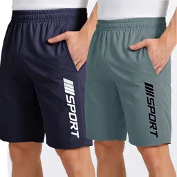 flyzen Solid Men Dark Grey Regular Shorts image 1