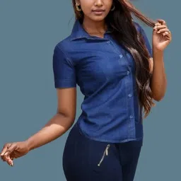 houseofcommon Women Regular Fit Solid Button Down Collar Casual Shirt image 3