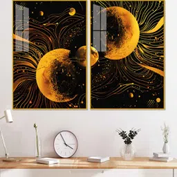 Cosmic Abstract Lunar Symphony In Space Acrylic Framed Art Panel (Set Of 2)-image-15
