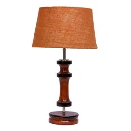 Venice Mustard Natural Fiber Shade Night Lamp With Wood Base By BrightDaisy image 5