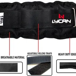 lycan 1kg x 2pc ankle weight Best for Fitness, Walking, Jogging, Aerobics and Swimming Black Ankle & Wrist Weight image 2