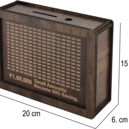 asm creation Rs.1,00,000 Saving Challenge wooden Money Piggy Bank,Gift for Kids Coin Bank image 3
