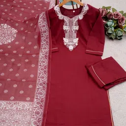 jp enterprise Embroidered Kurta, Trouser/Pant & Dupatta Set-picture-30