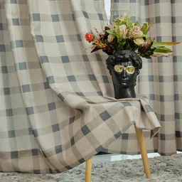 tramb Polyester Abstract 5 ft Light Filtering Eyelet Window Curtain image 3