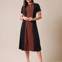 purvaja Women A-line Black Midi/Calf Length Dress image 4