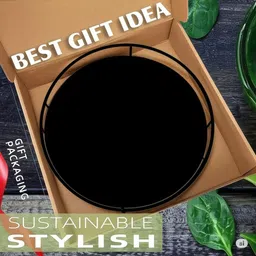 mtank Utensil Kitchen Rack Elegant Black Masala Rack for Kitchen | Lazy Susan Spice Organizer Tray| Wood, Cast Iron image 4