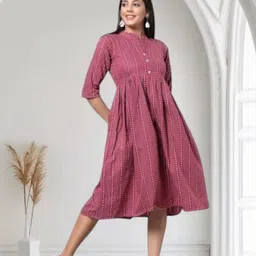 rangrasiya Women A-line Maroon Midi/Calf Length Dress image 3