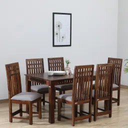 woodsworth from pepperfry Drusilla Sheesham Wood 6 Seater Dining Set In Scratch Resistant Provincial Teak Finish image 1