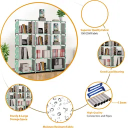 mezire Compact 15-Tier Book Organizer/Shoe/Chappal/Book/Clothes Rack with Plastic Joint Metal Open Book Shelf image 3