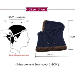 Alexvyan Winter Snow Proof Woollen Thermal Soft Combined Cap image 4