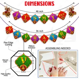 zyozique Multicolor 1st Navrati Decorations Banner,Light Photo Booth Porps And Swirls (Pack Of 30) image 3