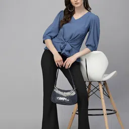 Gipsy Puffed Sleeves Cinched Waist Top image 5