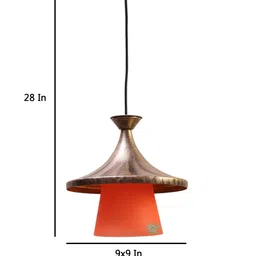 MFD HOME FURNISHING Gold-Toned & Orange Self Design Quirky Hanging Lamp image 4