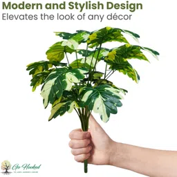 go hooked Artificial Monstera Plant With Nursery Pot | 18 Green Patterned Leaves Artificial Plant with Pot image 4