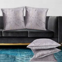 mfd home furnishing Grey Velvet Traditional 16x16 inches Cushion Covers (Pack of 5)-picture-16
