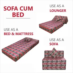 seventh heaven Relax 8 Inch PU Foam (72x30) 1 Seater Sofa Cum Mattress In Red Colour image 2