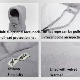 winity Full face neck warmer windproof ear protection balaclava winter cap for men Solid Beanie image 5