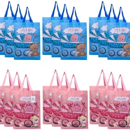 heart home Reusable Shopping Bag With Handle|Baby Shower Bag|Pack of 18|Blue & Pink Pack of 18 Grocery Bags-picture-19