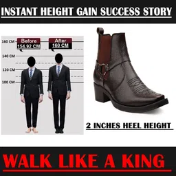 bxxy Men 2 Inch Block Heel Height Increasing Brown Casual Formal Slipon Chelsea Boot Slip On For Men image 5