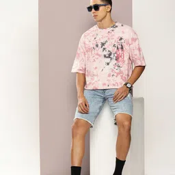 Kook N Keech Sylvester Printed & Dyed Drop-Shoulder Sleeves Pure Cotton Oversized T-shirt image 5