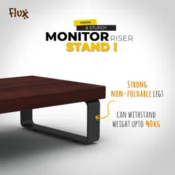 Flux Wooden Monitor Stand Organizer & Wall Mounted Plant Shelf Free Combo(Red) Engineered Wood Office Table image 4