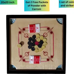 hoc Wooden with Coins, Striker and Carrom Powder 20 inch 50 cm Carrom Board image 2