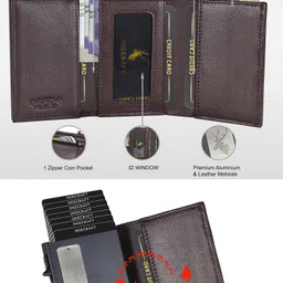 doecraft Men Casual, Formal Brown, Black Genuine Leather, Aluminium RFID Wallet image 2