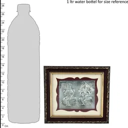 siri creations 999 Pure Silver Lakshmi ganesha Wooden Frame size 2 Decorative Showpiece - 13.5 cm image 2