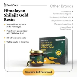 Bold Care 100% Pure Himalayan Shilajit Gold Resin (20gms) | Helps with stamina, metabolism & muscle recovery | Infused with 24K Gold | Original Shilajeet image 3