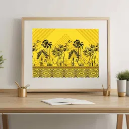 easchim connect Yellow Canvas Printed Warli Framed Art image 4