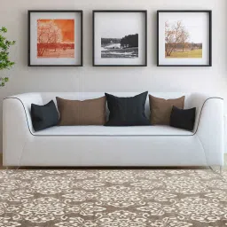 Cream Abstract Polypropylene 4 ft x 6 ft Machine Made Carpet by Obsessions image 1