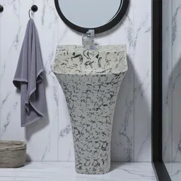 luxehome Luxury Contemporary Quba Series Standing Wash Basin | Durable Ceramic Pedestal Pedestal Basin-picture-14