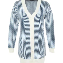 Trendyol Striped V-Neck Long Sleeves Acrylic Cardigan Sweaters image 5