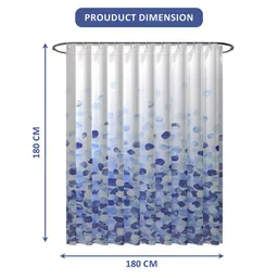 Kuber Industries 2-Pcs Blue & White Dot Printed Quick Dry Shower Curtains With 12 Hooks image 3