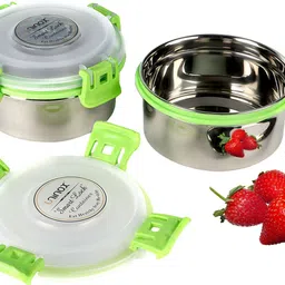 uninox 2 Containers Lunch Box Set - 350ML Stainless Steel Lock Green Color 2 Containers Lunch Box-picture-14