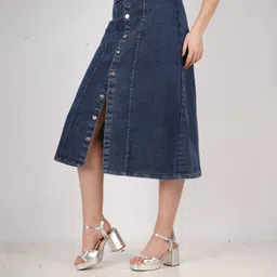 aksha creation Women Solid A-line Dark Blue Skirt-picture-10
