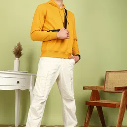 alan jones Men Full Sleeve Solid Hooded Sweatshirt image 2