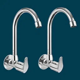 Fusion Stainless Steel Sink Tap with Wall Flange for Kitchen Sink - Pack of 2 Faucet Set-image-22