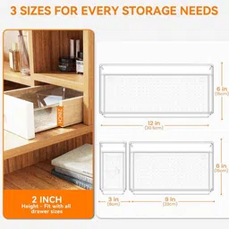Kuber Industries Transparent Set of 6 Reusable Drawer Organiser Organisers image 2